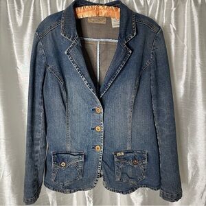Vintage Levi’s Denim Blazer Large Jean Jacket Medium Wash Y2K Faded Indie 90s